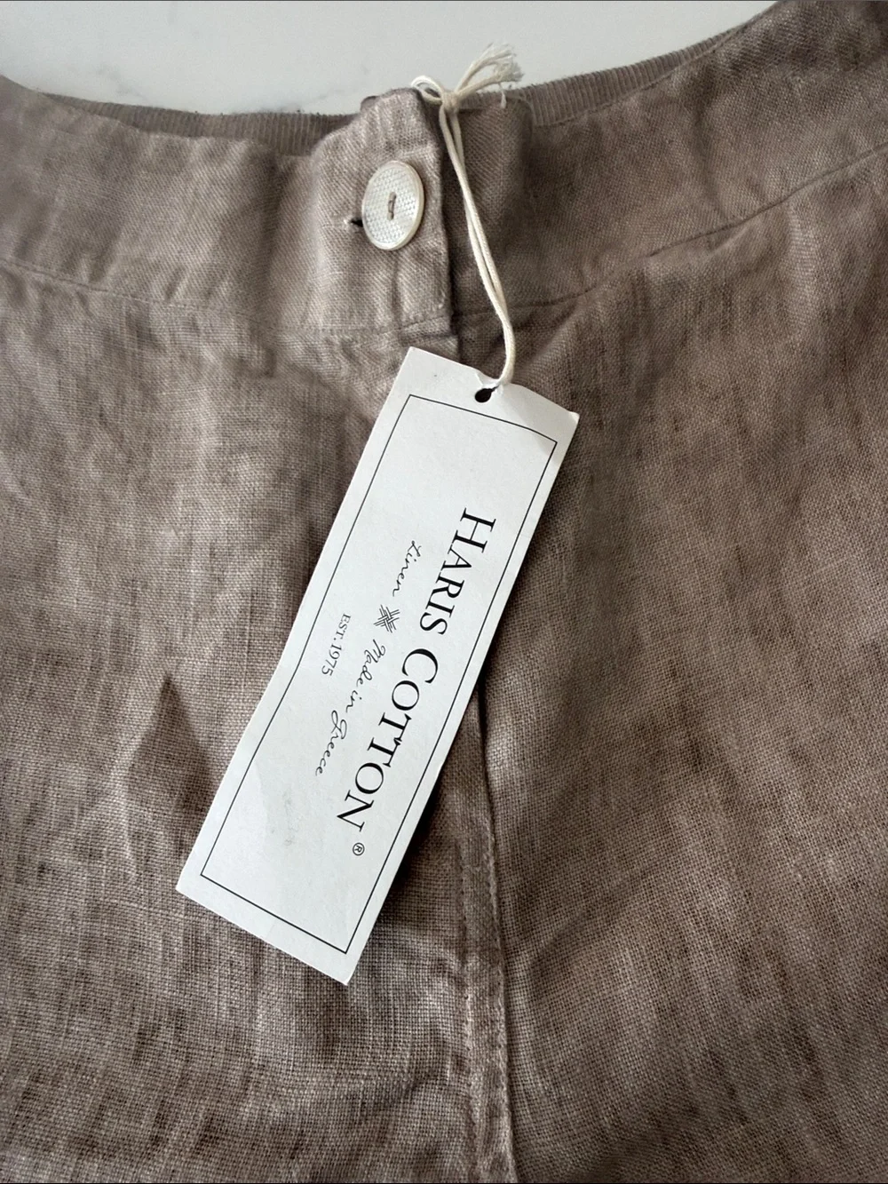Harris cotton women linen pants taupe beige straight leg nwt